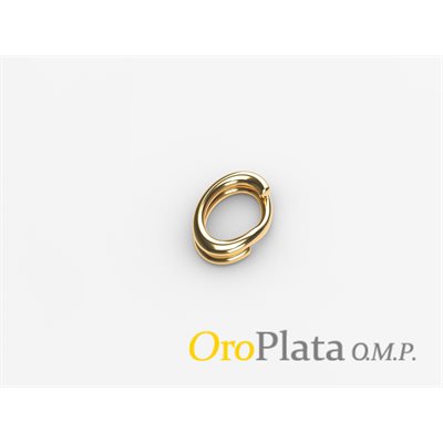 Split Ring 14kj, Oval, 4.9x6.8mm, Yellow