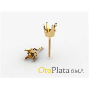 Tige chaton vissée, 4griffes, 14K, 15pts, 3,3mm, 0.22gr, Jaune
