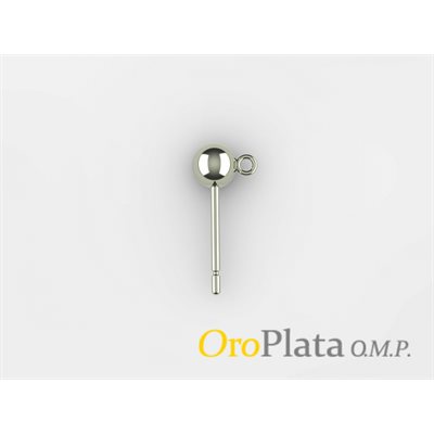 Ball Earring with Ring, 925, 4.0mm,