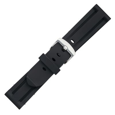 Black Silicone Watchband 20mm, Black