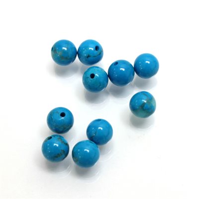 Turquoise, Matrix, Synthétique, 6.0mm, Boule, Demi-Percée, Bleu