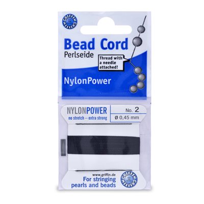 Griffin NylonPower Cord 2m 1 Needle - #2 Black, 0.45mm