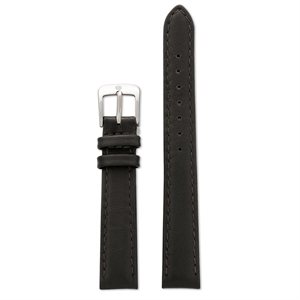 Men's Stitched Calfskin Leather Band 12mm,Black