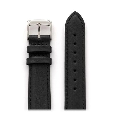 Men's Stitched Calfskin Leather Band 18mm,Black