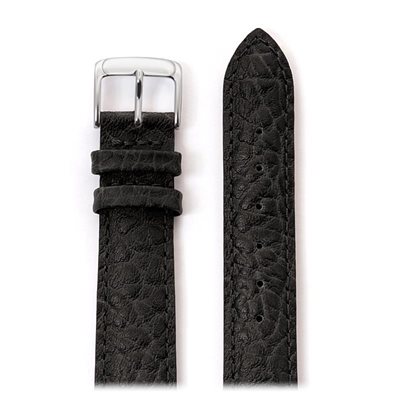 Men's Heavy Texture Buffalo Grain Watchband 16mm, Noir