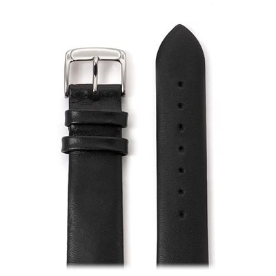 Men's Stitched Calfskin Leather Band 18mm,Black