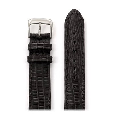 Men's Padded Gator Lizard Leather Band Band 18mm, Black