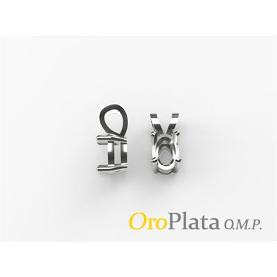 Oval Setting on Bail, 6x4mm, 10KW, 0.49gr