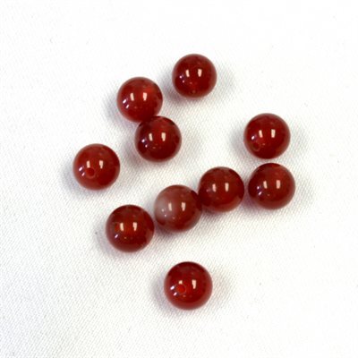 Cornaline, 4.0mm, Boule, Demi-Percée, Rouge