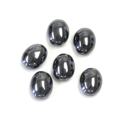 Hématite, 10mmx8mm, Ovale, Cabochon, Noir