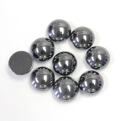 Hématite, 4.0mm, Rond, Cabochon, Noir