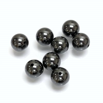 Hématite, 6.25mm, Boule, Percée, Noir