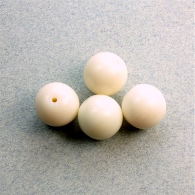 Ivoire, 4.0mm, Boule, Demi-Percée, Blanc