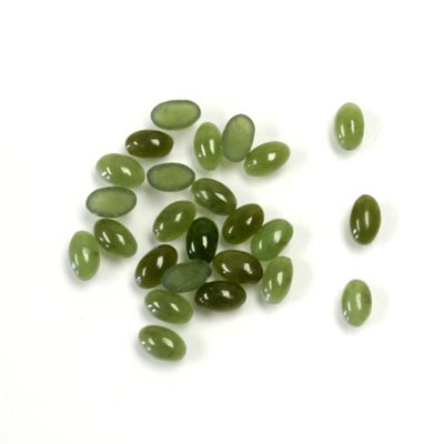 Jade, 5mmx3mm, Ovale, Cabochon, Vert