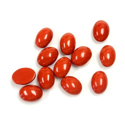 Jaspe, 8mmx6mm, Ovale, Cabochon, Rouge