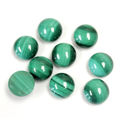 Malachite, 9.0mm, Rond, Cabochon, Vert