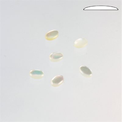 Nacre de perle, 5mmx3mm, Ovale, Cabochon, Blanc