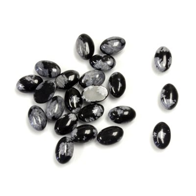 Obsidienne Flocon de Neige 6x4mm, Ovale, Cabochon