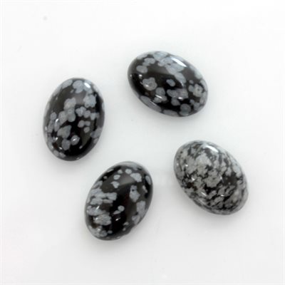 Obsidienne, 14mmx10mm, Ovale, Cabochon, Noir