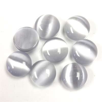 Cat Eye, Synthetic, 10.0mm, Round, Cabochon, Light Gray