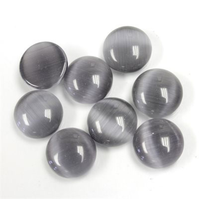 Cat Eye, Synthetic, 10.0mm, Round, Cabochon, Dark Gray