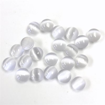 Cat Eye, Synthetic, 5.0mm, Round, Cabochon, Light Gray