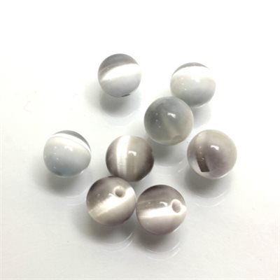 Cat Eye, Synthetic, 8.0mm, Bead, Half Drilled, Gray