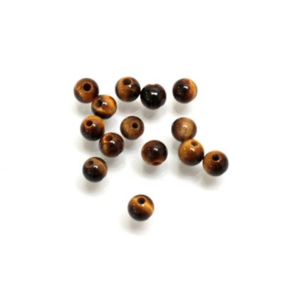 Oeil de Tigre, 4.0mm, Boule, Demi-Percée, Brun