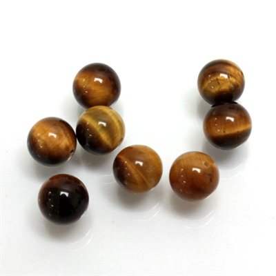 Oeil de Tigre, 8.0mm, Boule, Demi-Percée, Brun