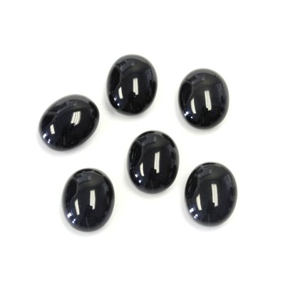 Onyx, 11mmx9mm, Oval, Cabochon, Black