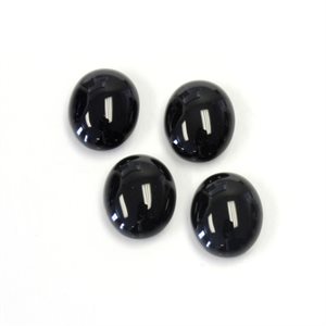 Onyx, 12mmx10mm, Oval Cabochon, Black