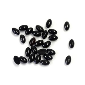 Onyx, 5mmx3mm, Oval, Cabochon, Black