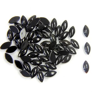 Onyx, 6mmx3mm, Marquise, Cabochon, Black