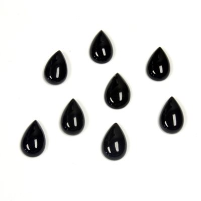 Onyx, 7mmx5mm, Poire, Cabochon, Noir