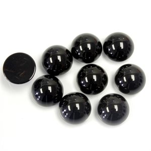 Onyx, 9.0mm, Round, Cabochon, Black