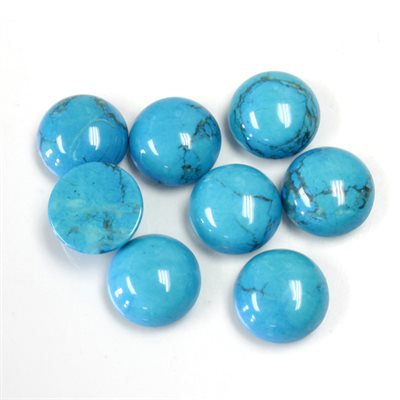 Turquoise, Matrix, 10.0mm, Rond, Cabochon, Bleu