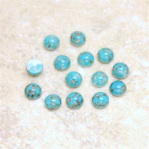 Turquoise, Matrix, Synthétique, 5.0mm, Rond, Cabochon, Bleu