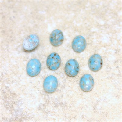 Turquoise, Matrix, Synthétique, 8mmx6mm, Ovale, Cabochon, Bleu