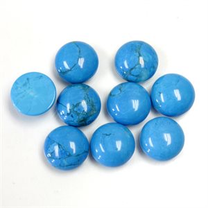 Turquoise matrix rec., 9.0, Rond Cabochon, Bleu